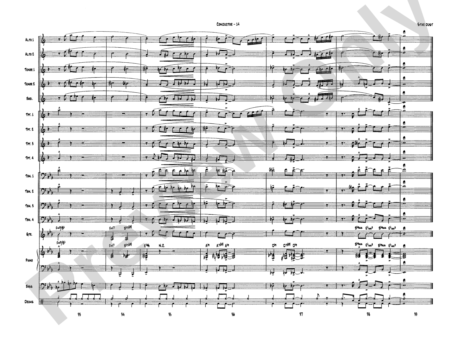 Star Dust: Jazz Ensemble Conductor Score & Parts
