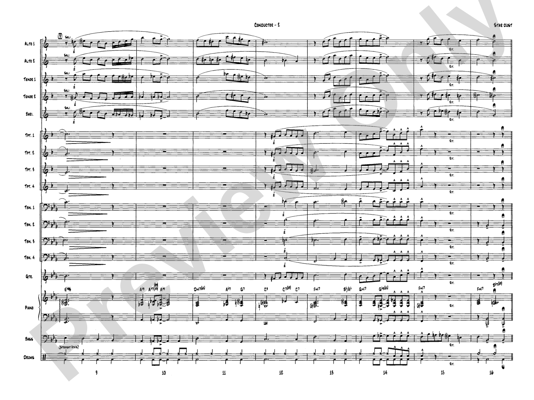 Star Dust: Jazz Ensemble Conductor Score & Parts