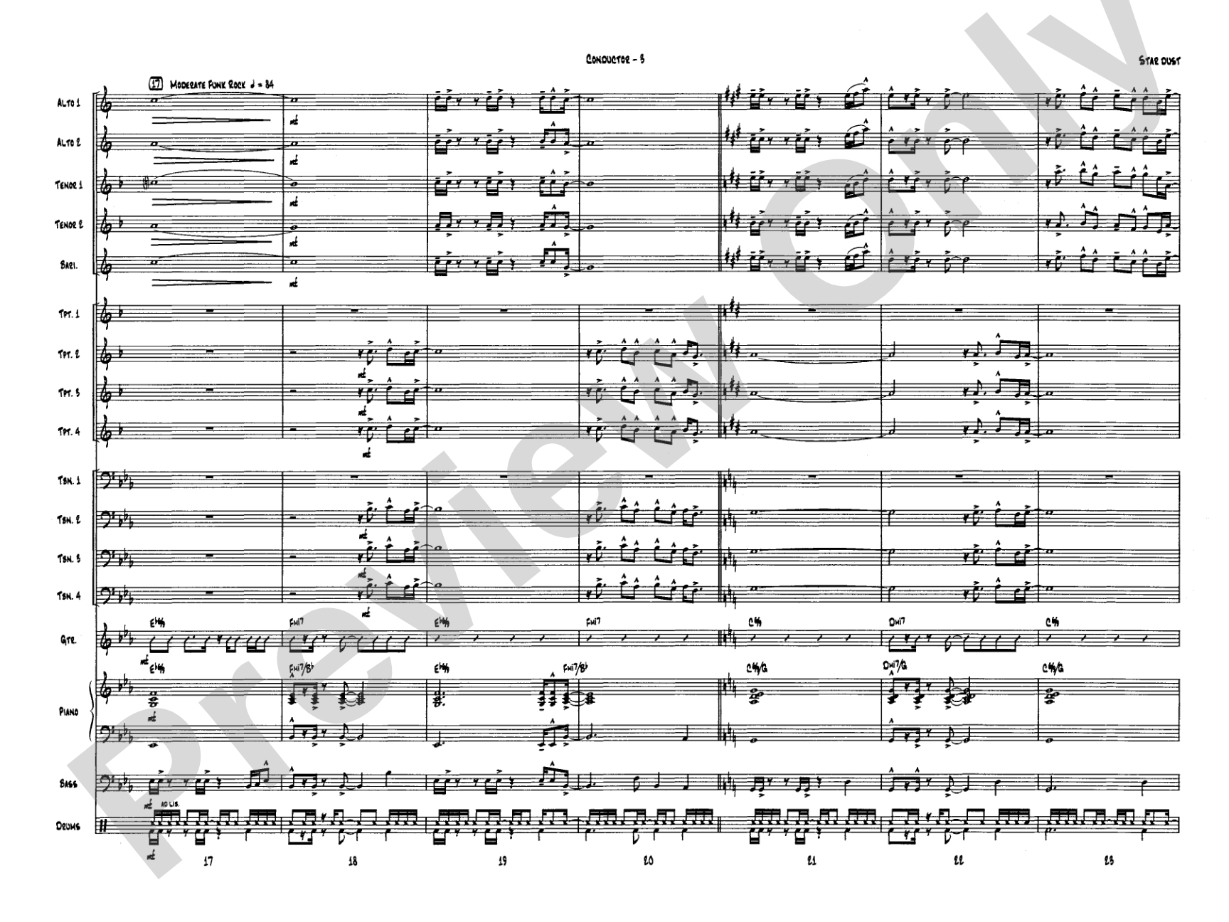 Star Dust: Jazz Ensemble Conductor Score & Parts