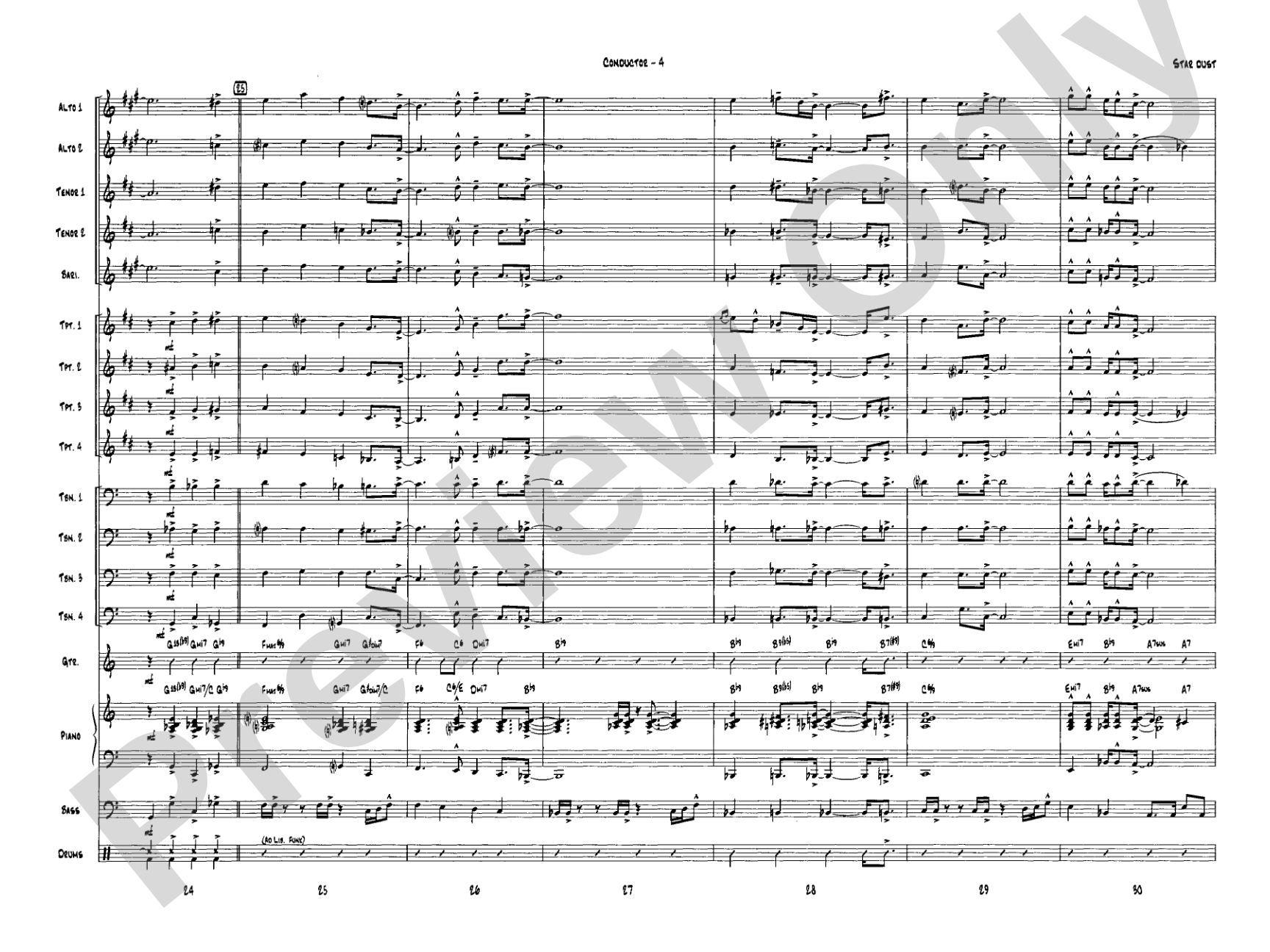 Star Dust: Jazz Ensemble Conductor Score & Parts
