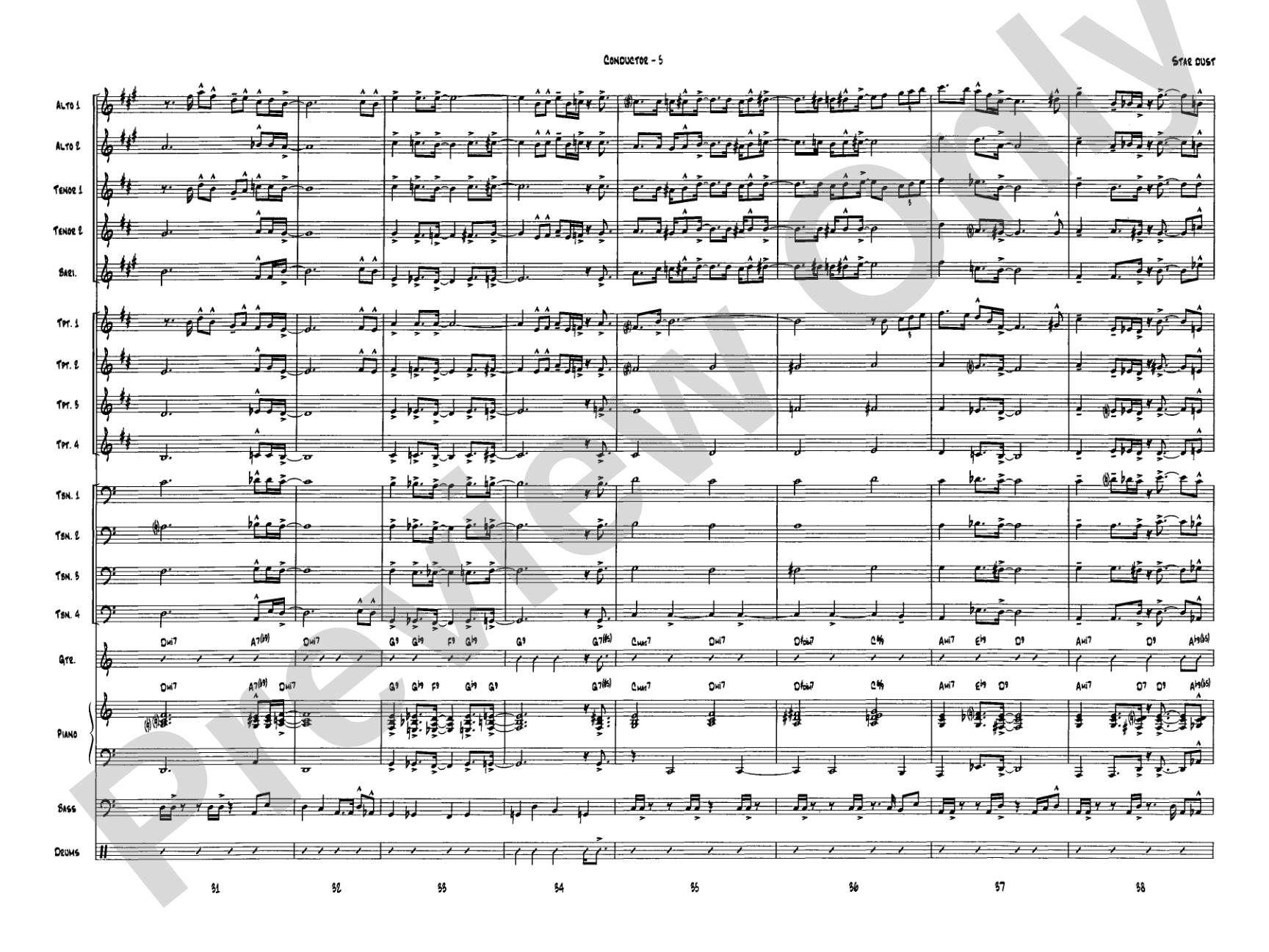 Star Dust: Jazz Ensemble Conductor Score & Parts
