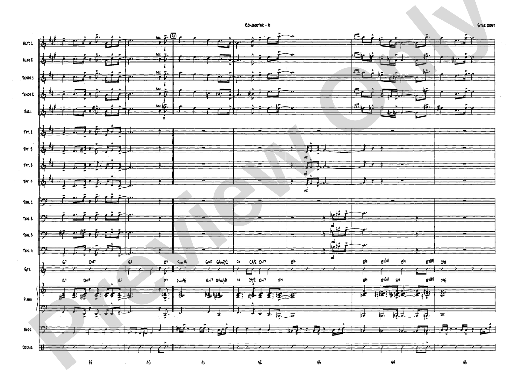 Star Dust: Jazz Ensemble Conductor Score & Parts