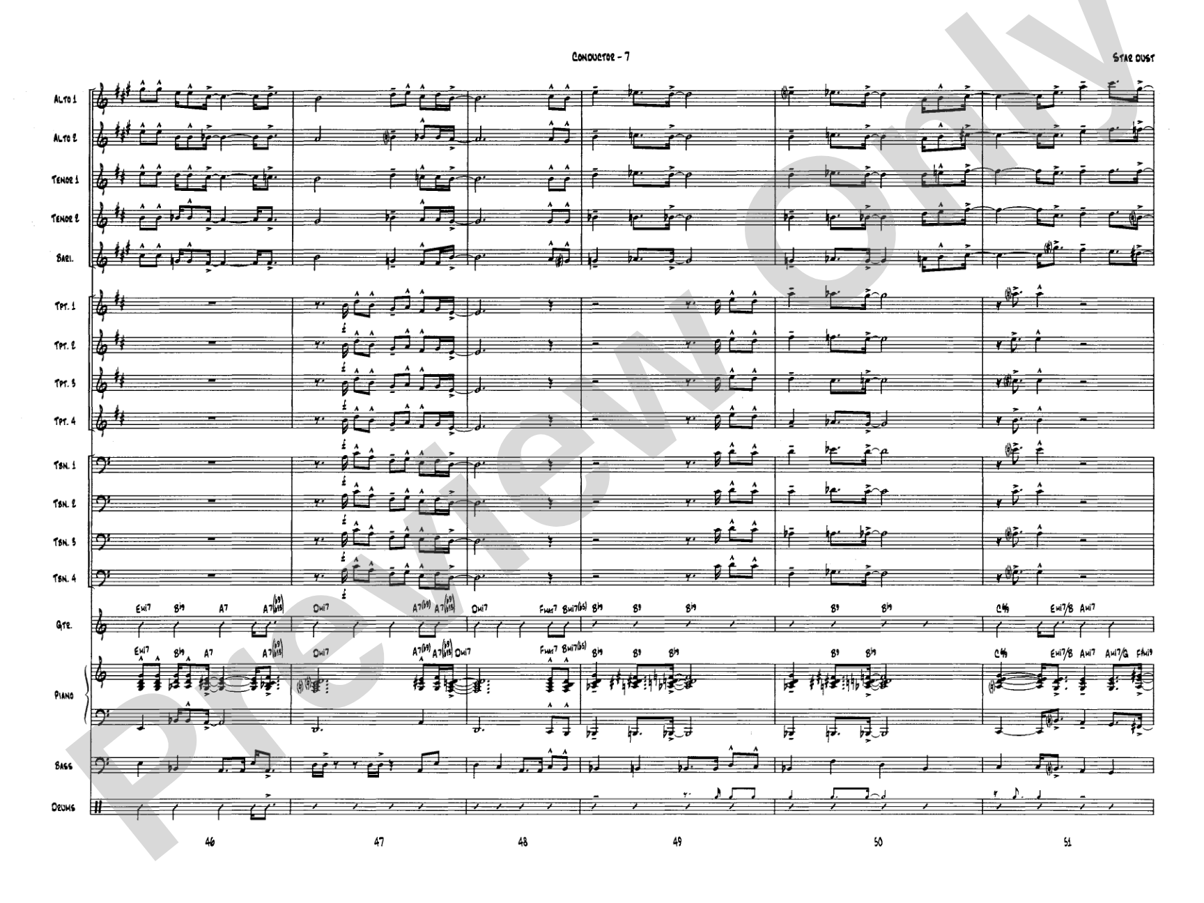 Star Dust: Jazz Ensemble Conductor Score & Parts