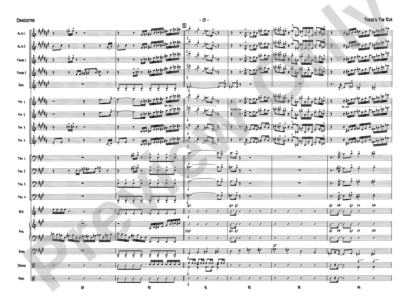 There's the Rub: Jazz Ensemble Conductor Score & Parts