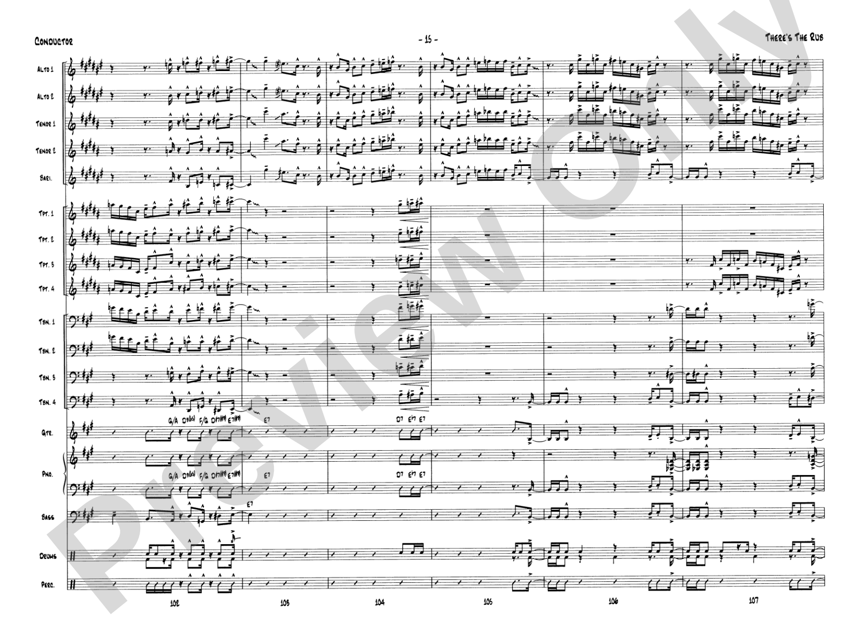 There's the Rub: Jazz Ensemble Conductor Score & Parts