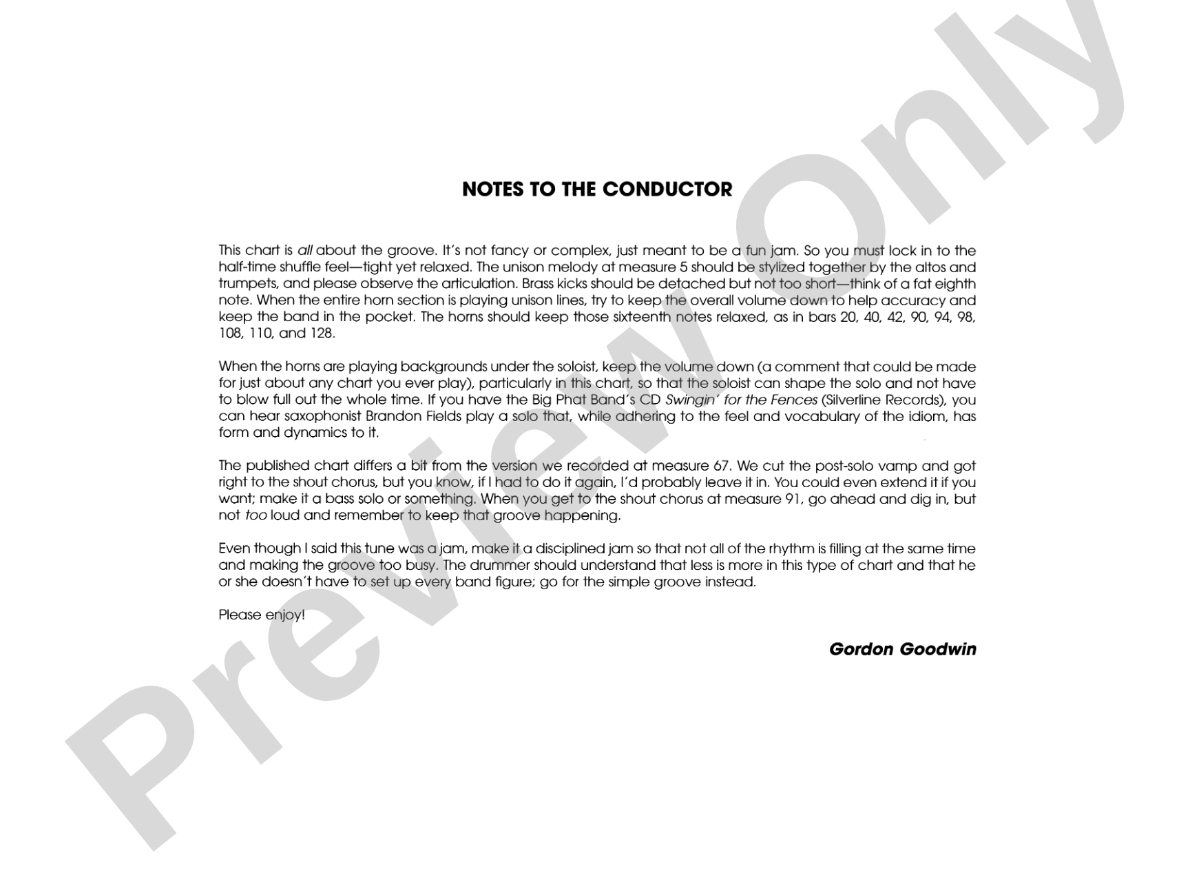 There's the Rub: Jazz Ensemble Conductor Score & Parts