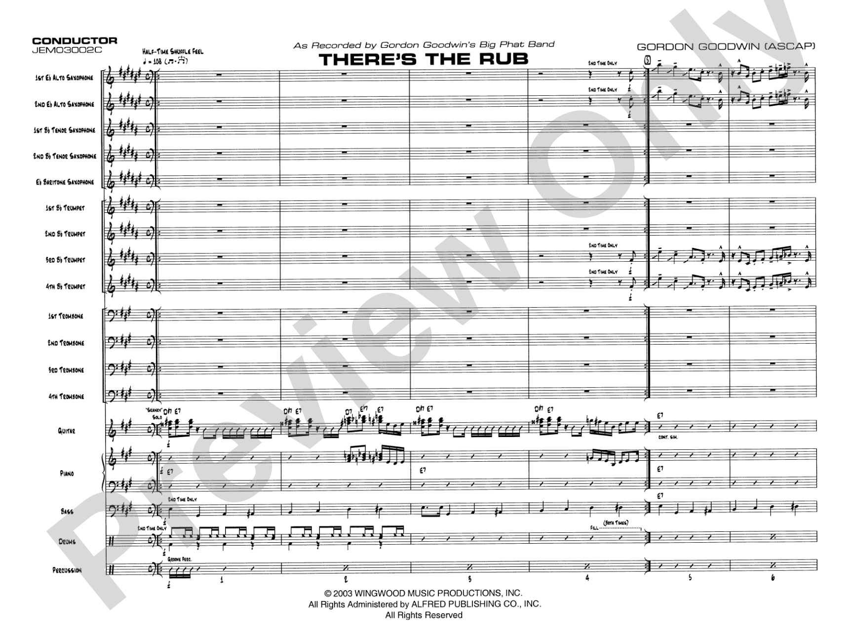 There's the Rub: Jazz Ensemble Conductor Score & Parts