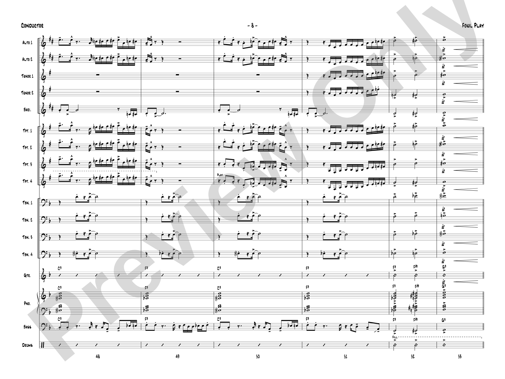 Fowl Play: Jazz Ensemble Conductor Score & Parts