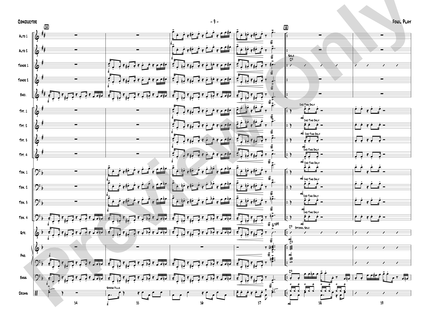 Fowl Play: Jazz Ensemble Conductor Score & Parts