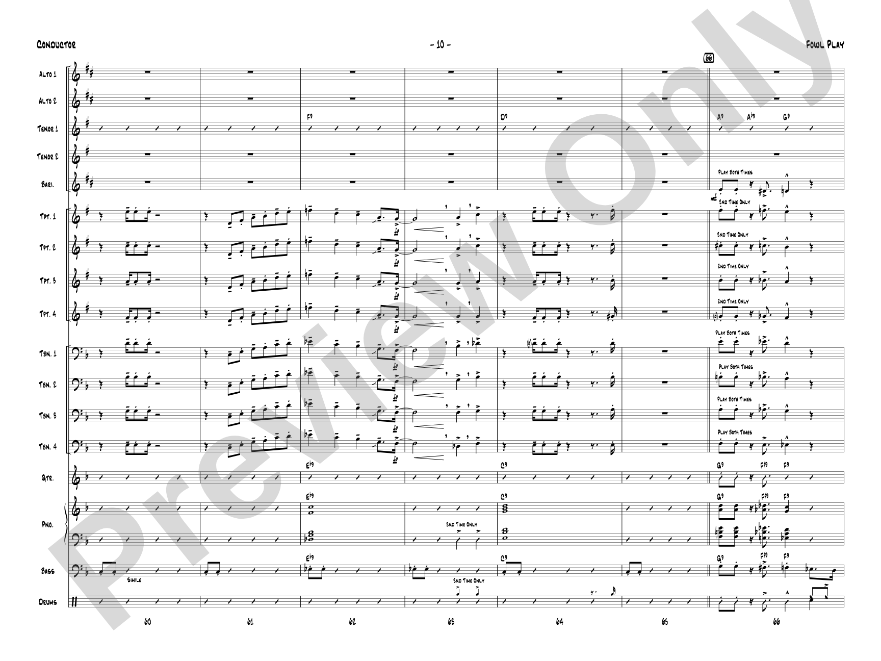 Fowl Play: Jazz Ensemble Conductor Score & Parts