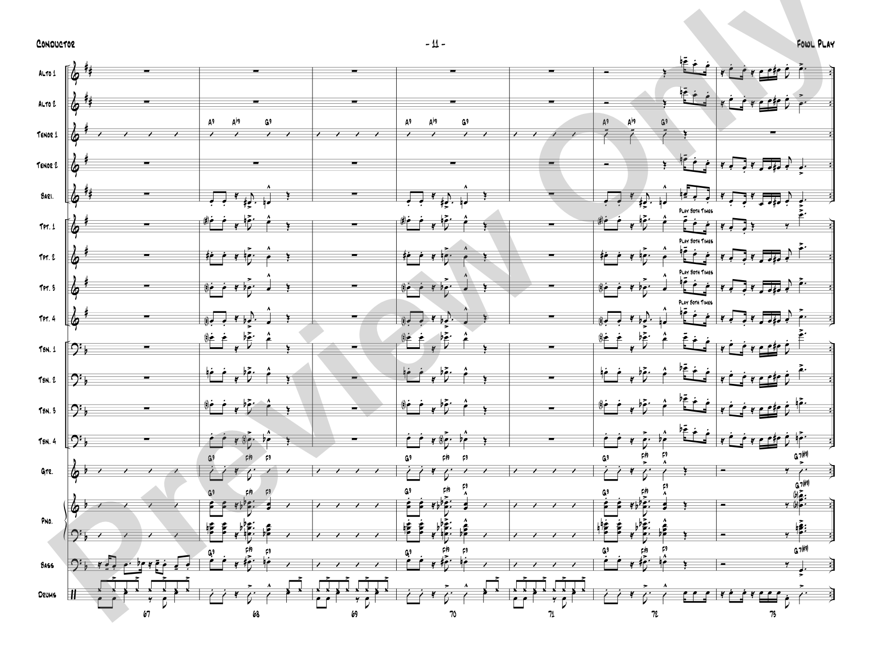 Fowl Play: Jazz Ensemble Conductor Score & Parts