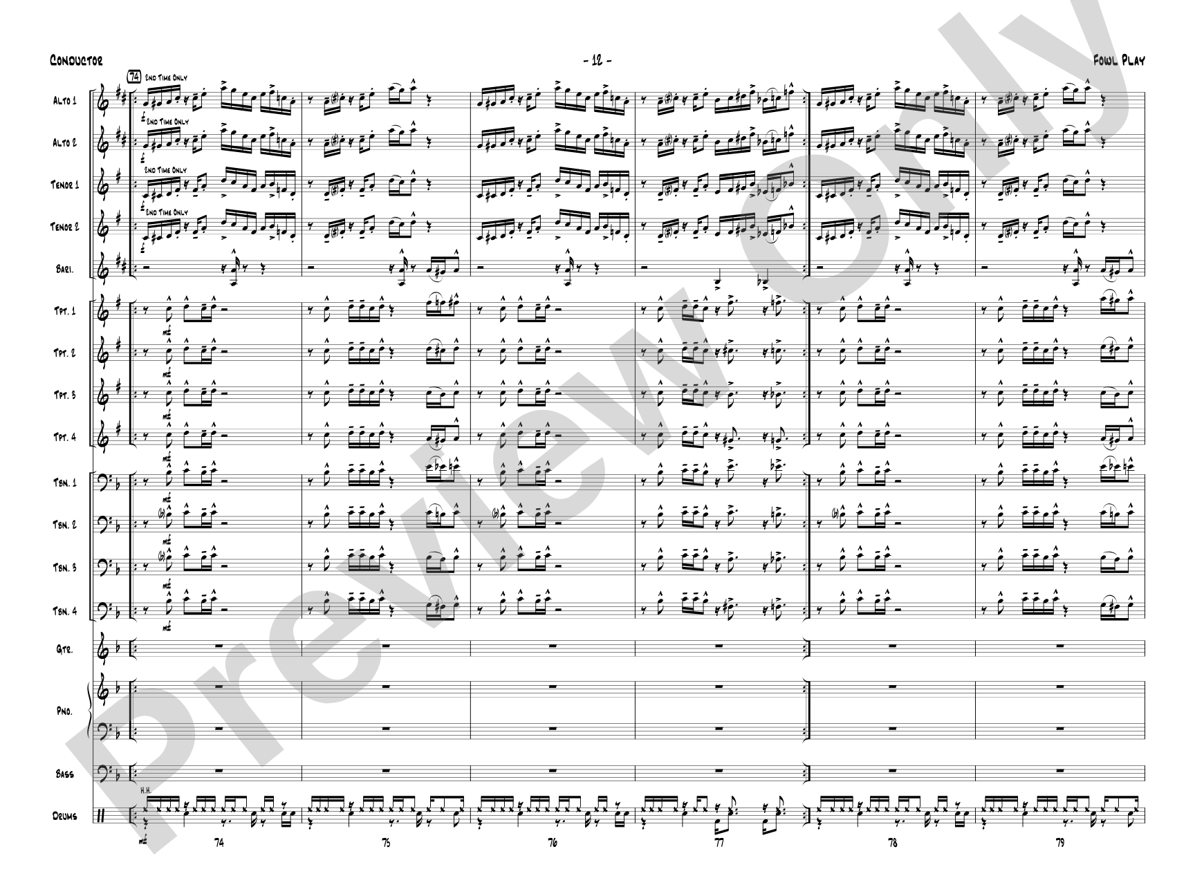 Fowl Play: Jazz Ensemble Conductor Score & Parts