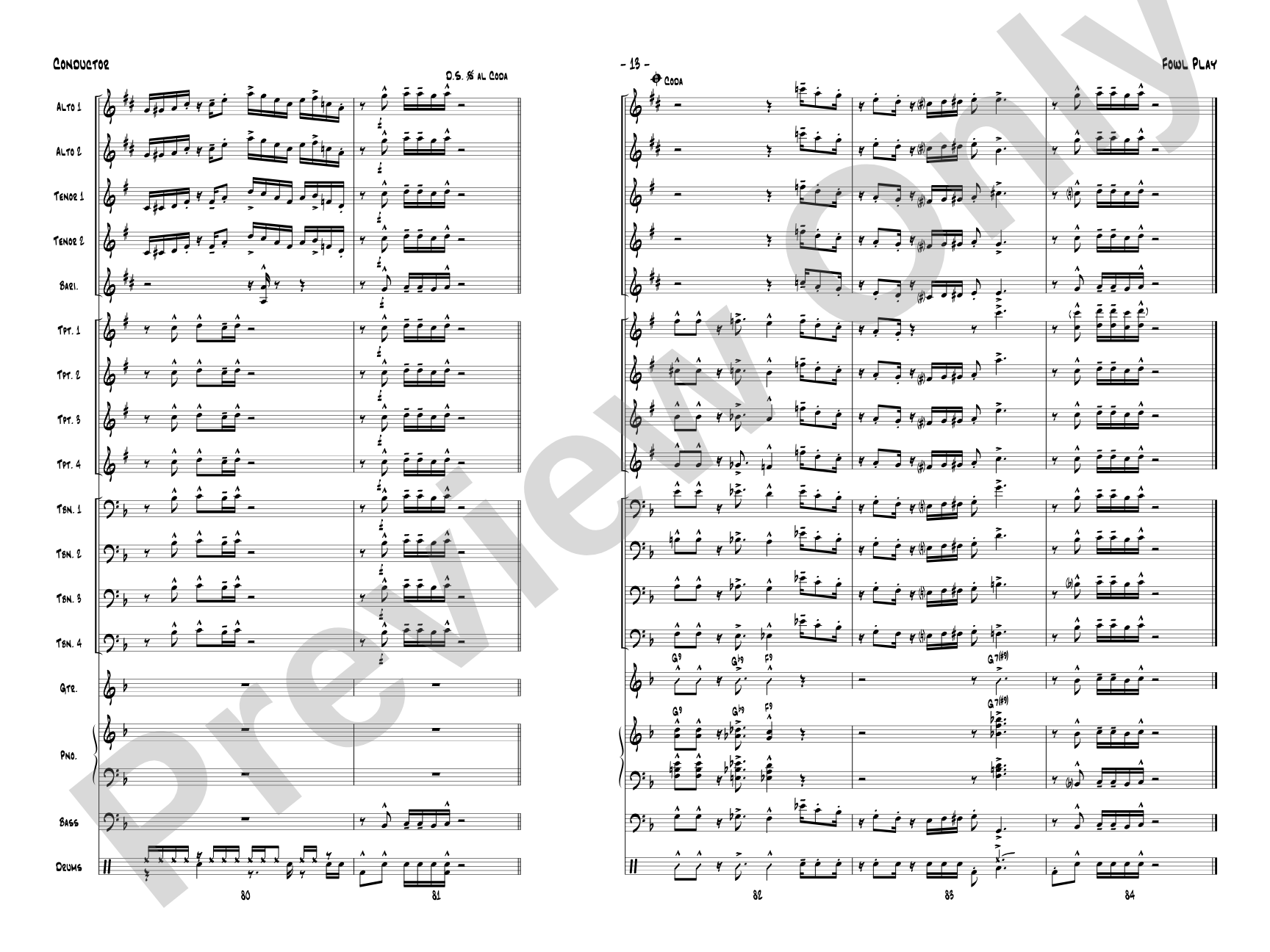 Fowl Play: Jazz Ensemble Conductor Score & Parts