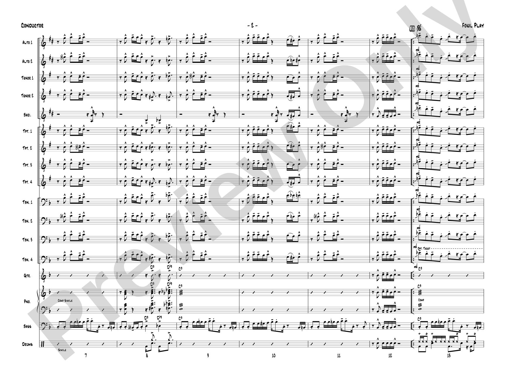 Fowl Play: Jazz Ensemble Conductor Score & Parts