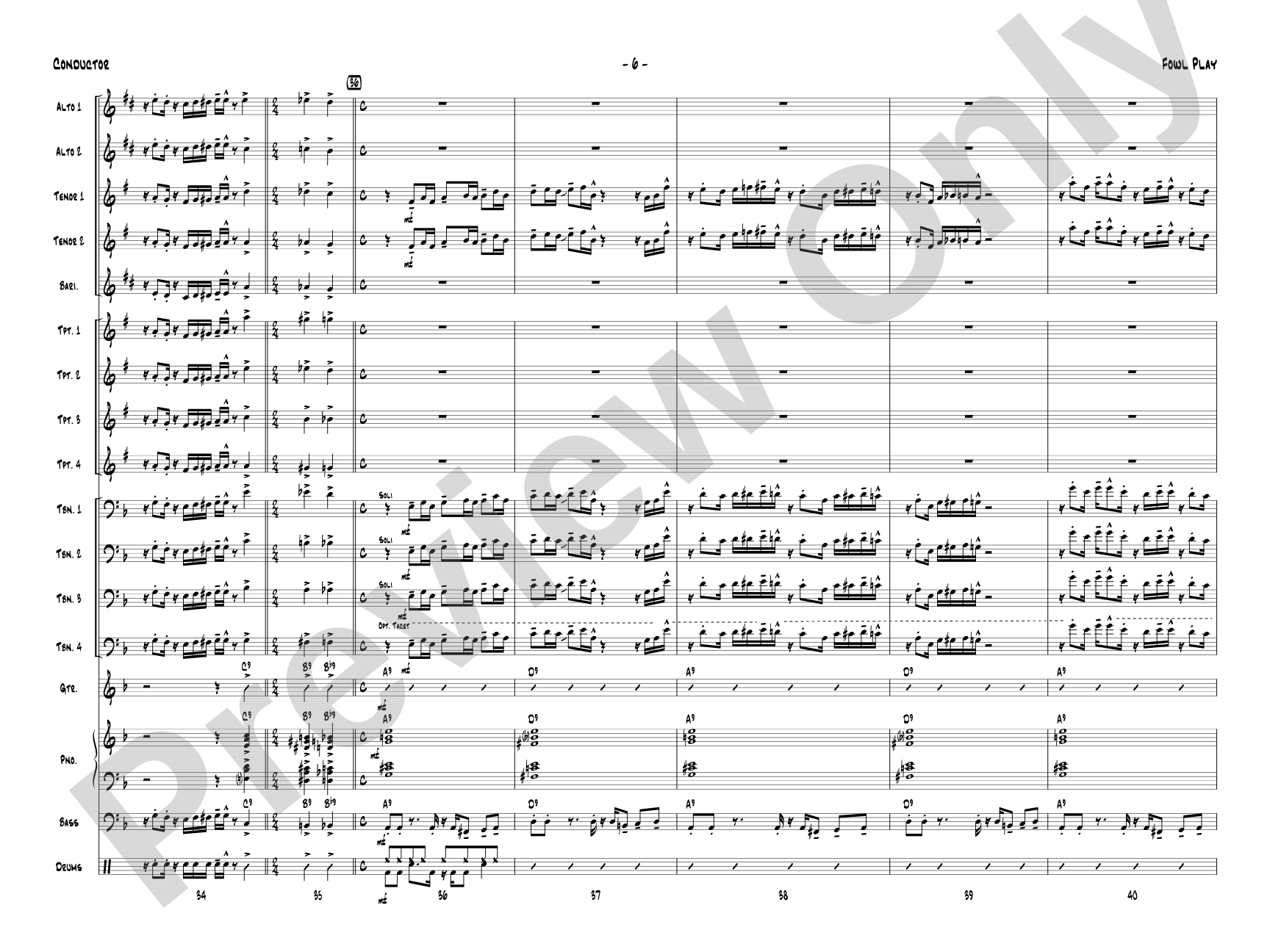 Fowl Play: Jazz Ensemble Conductor Score & Parts