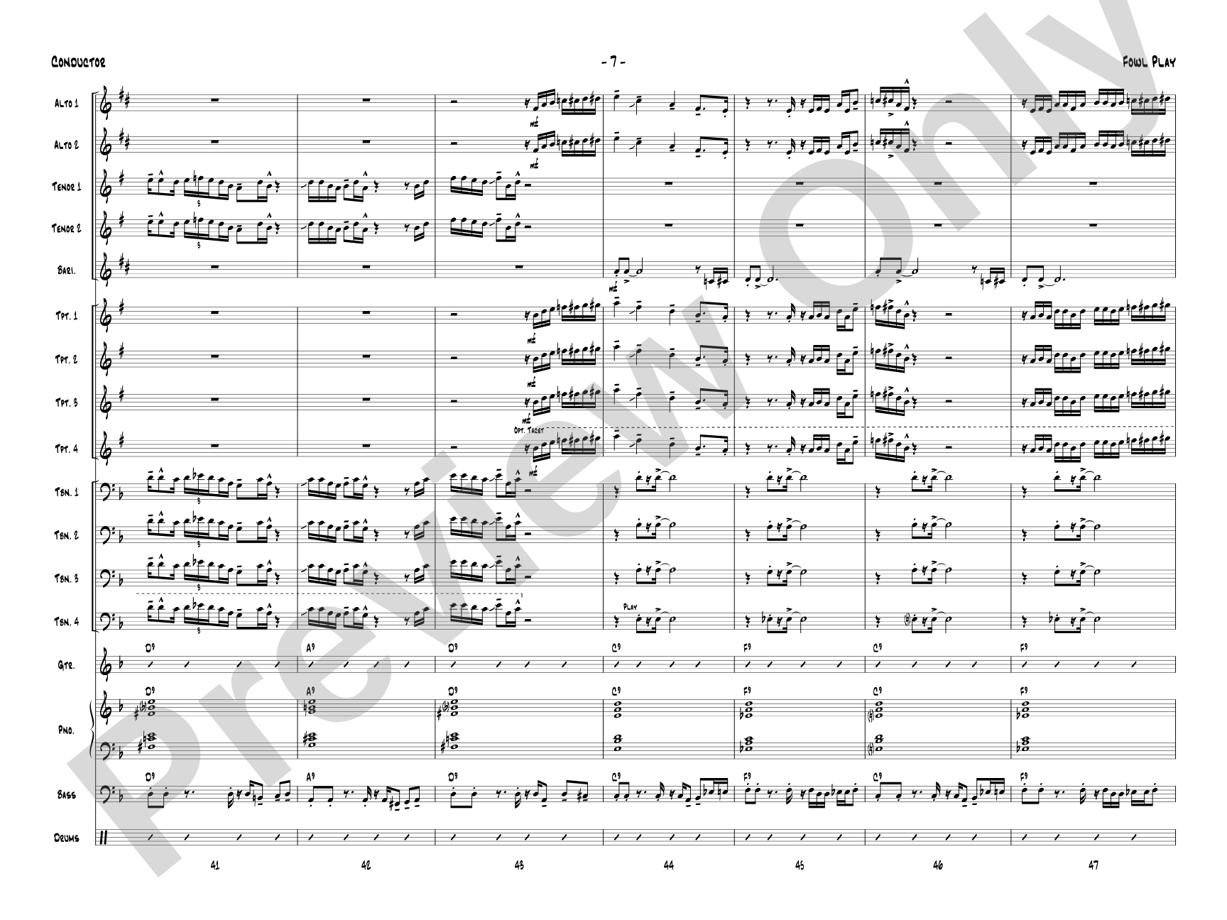 Fowl Play: Jazz Ensemble Conductor Score & Parts