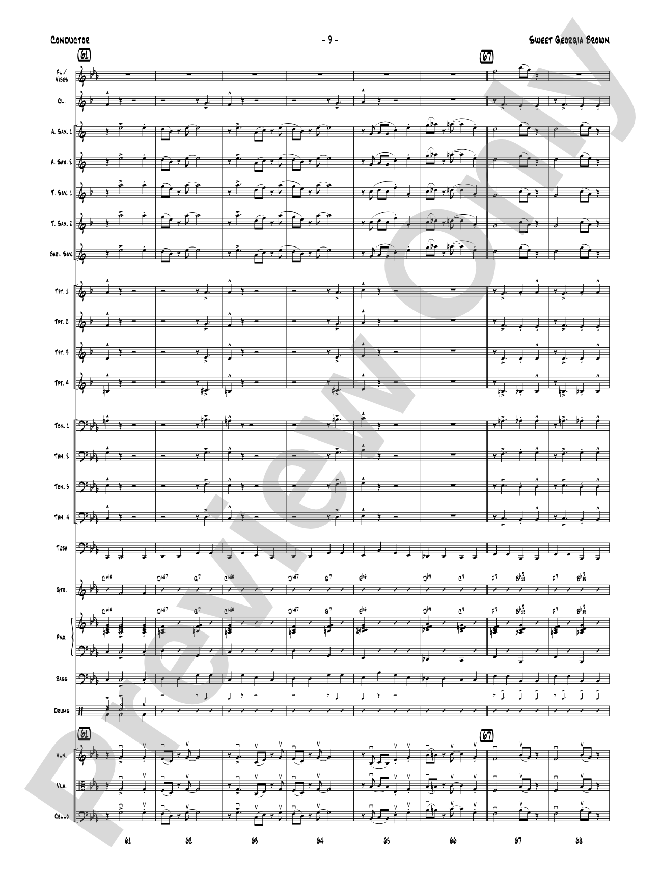 Sweet Georgia Brown: Jazz Ensemble Conductor Score & Parts
