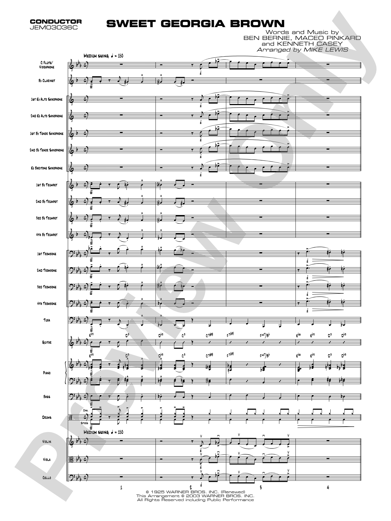 Sweet Georgia Brown: Jazz Ensemble Conductor Score & Parts