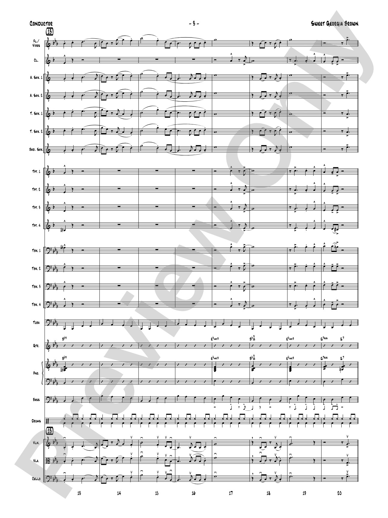 Sweet Georgia Brown: Jazz Ensemble Conductor Score & Parts
