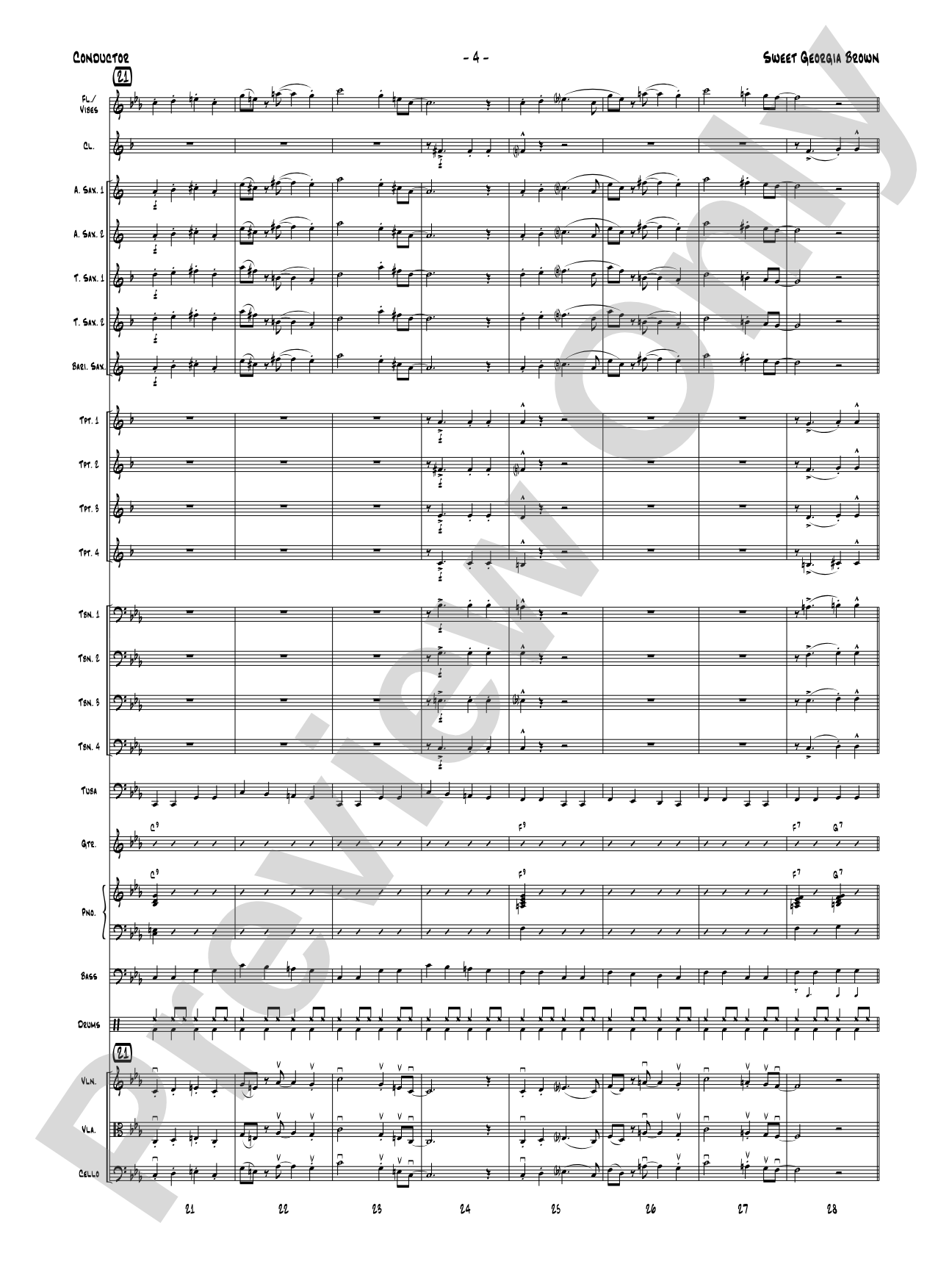 Sweet Georgia Brown: Jazz Ensemble Conductor Score & Parts