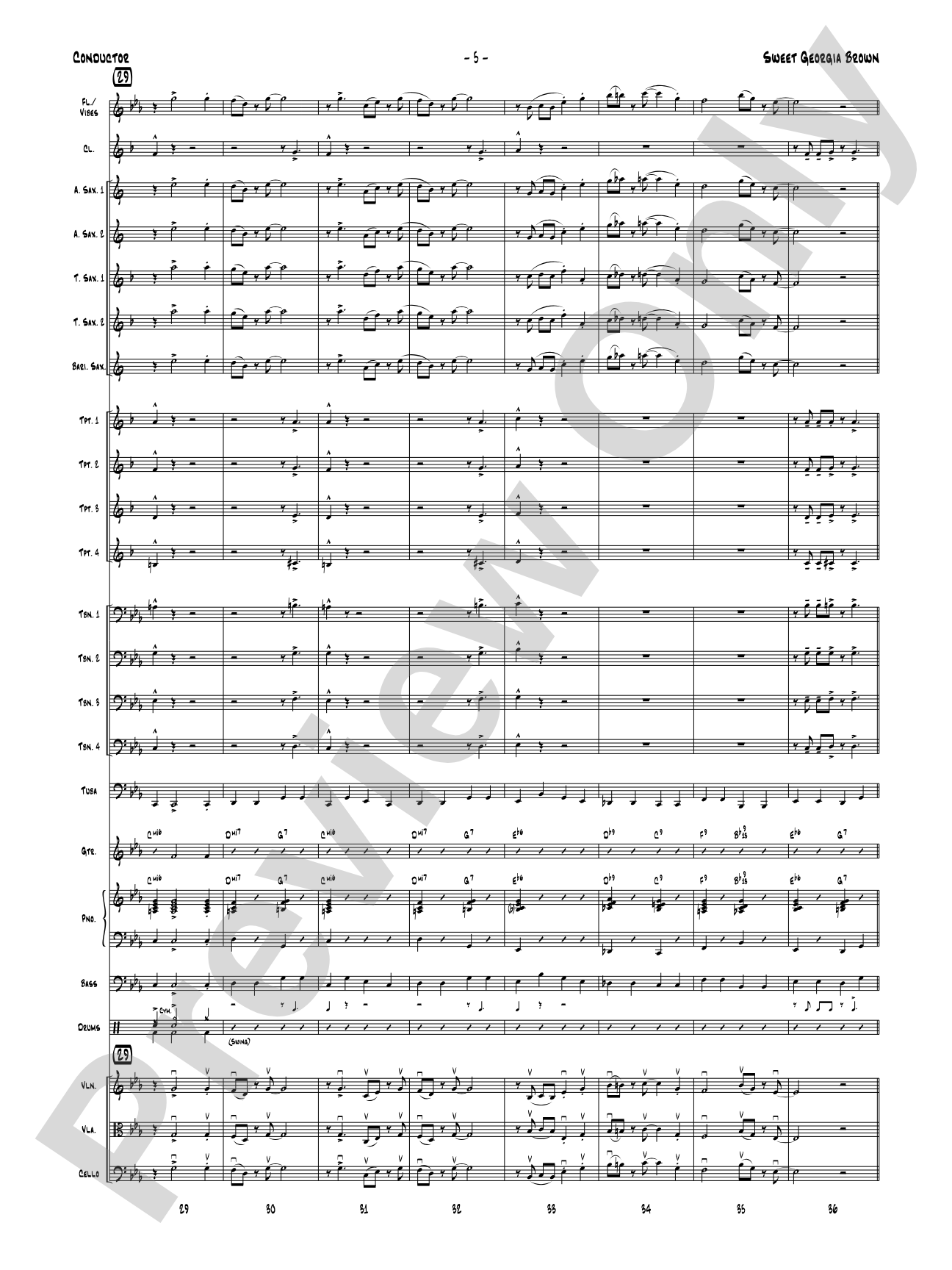 Sweet Georgia Brown: Jazz Ensemble Conductor Score & Parts