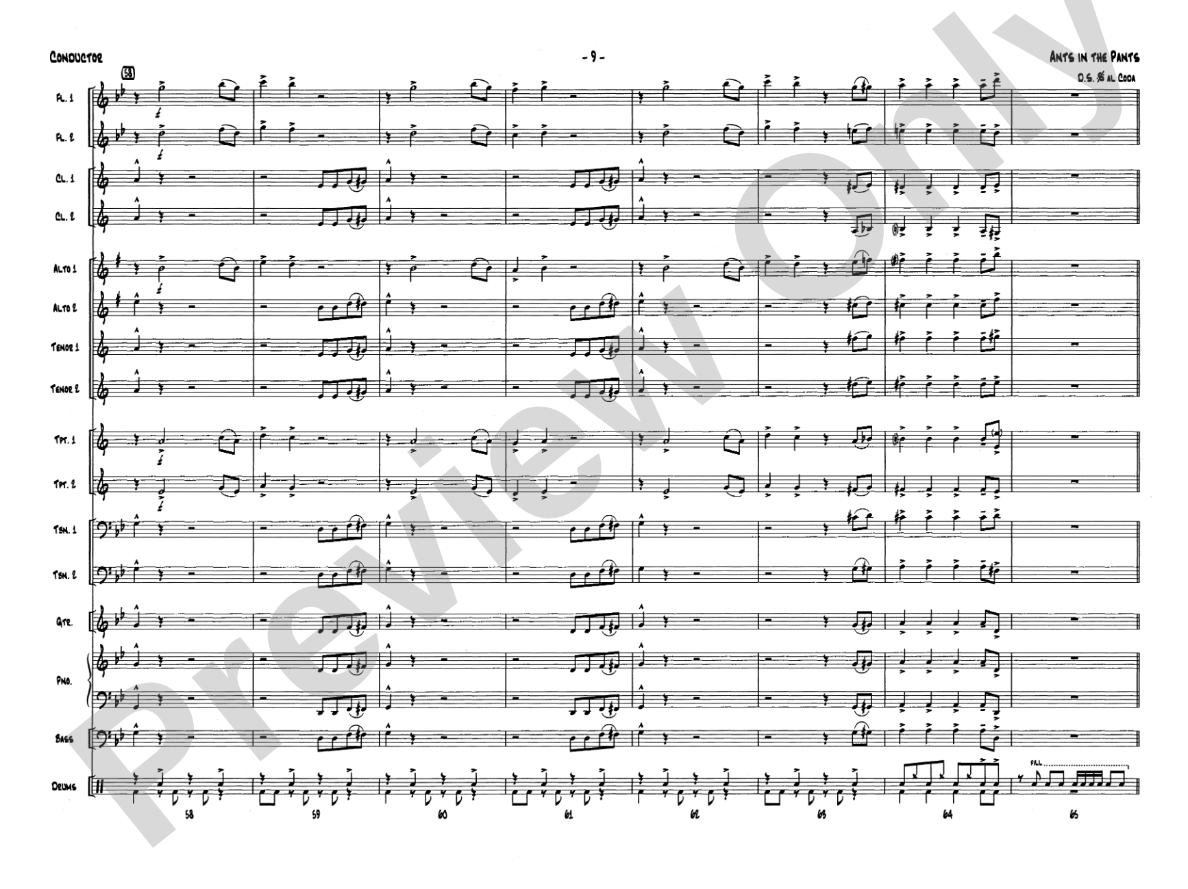 Ants in the Pants: Jazz Ensemble Conductor Score & Parts