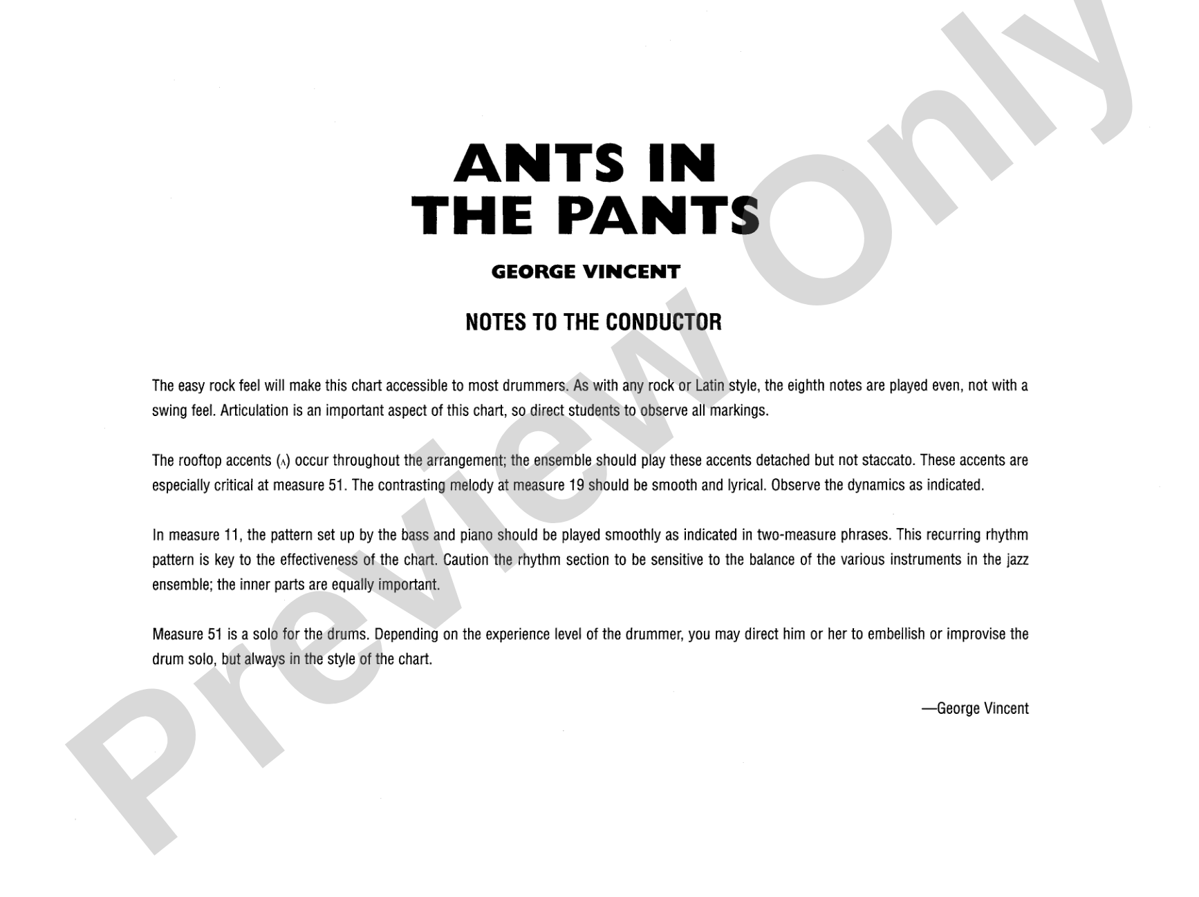 Ants in the Pants: Jazz Ensemble Conductor Score & Parts