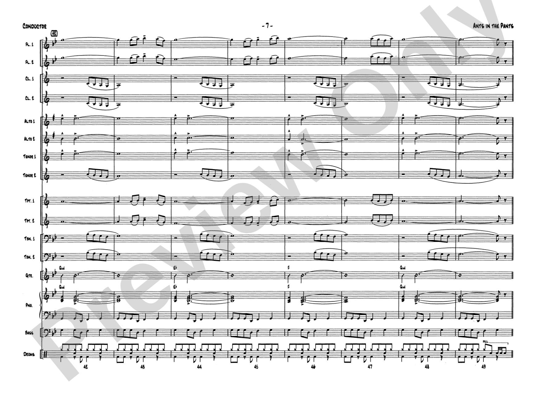 Ants in the Pants: Jazz Ensemble Conductor Score & Parts