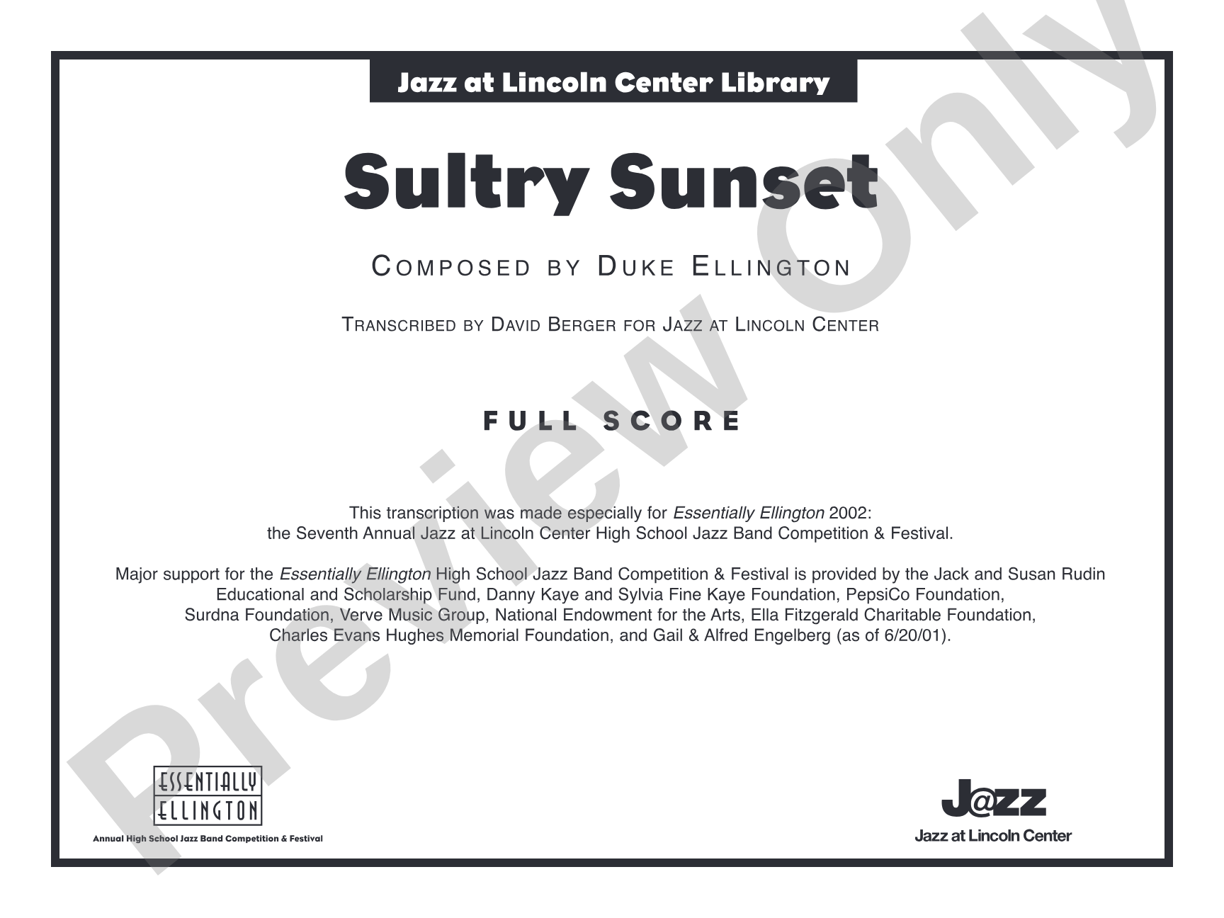 Sultry Sunset: Jazz Ensemble Conductor Score & Parts