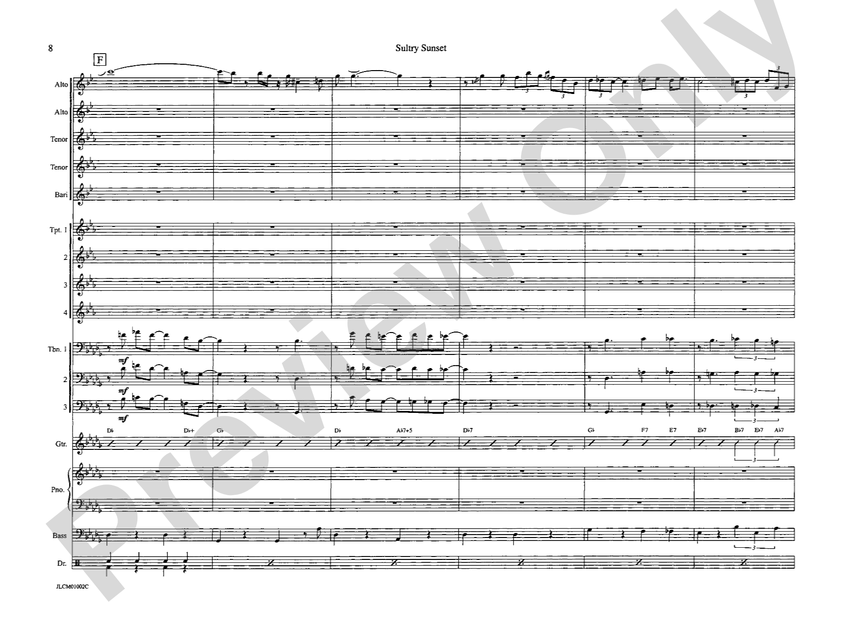 Sultry Sunset: Jazz Ensemble Conductor Score & Parts