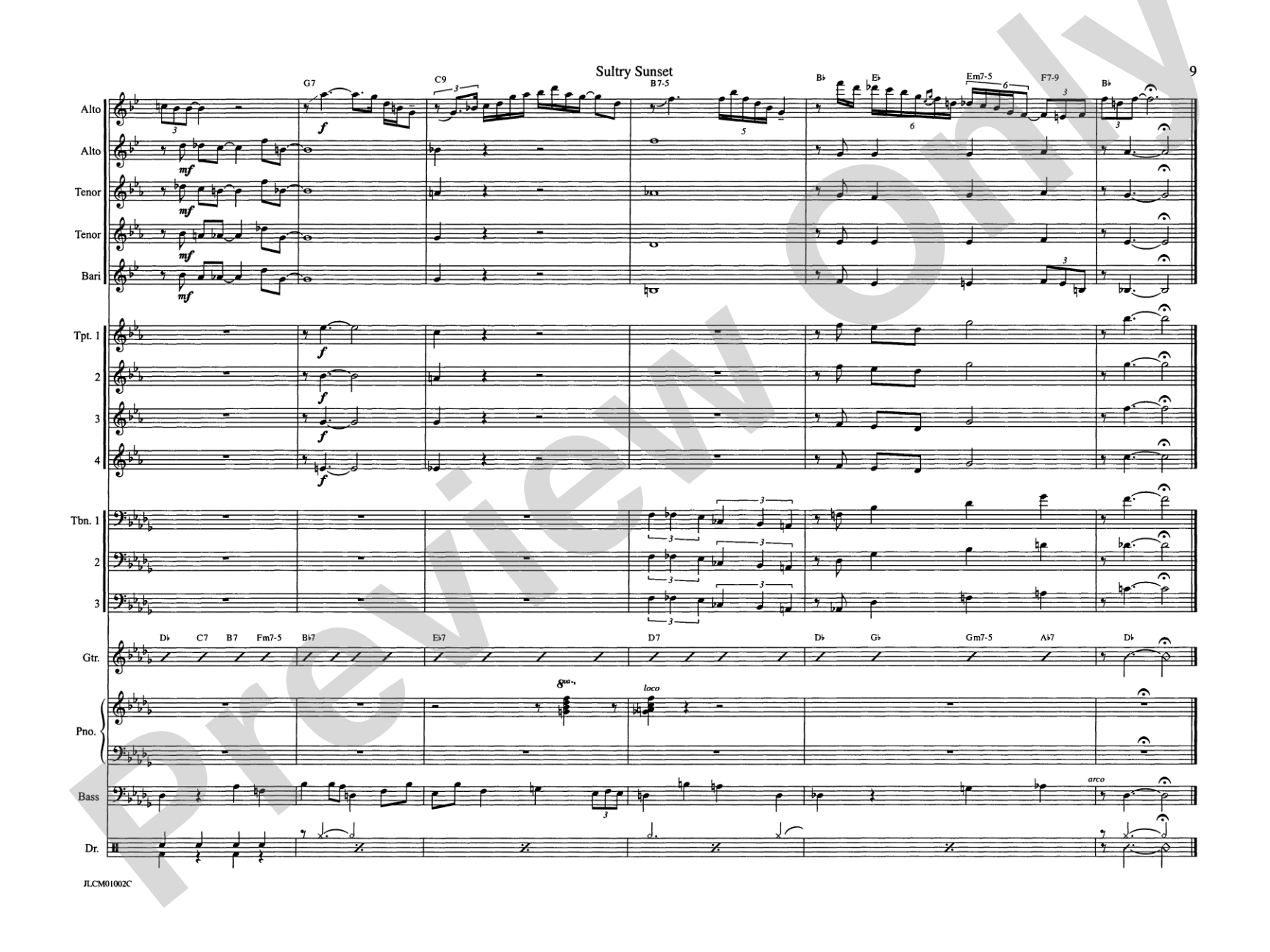 Sultry Sunset: Jazz Ensemble Conductor Score & Parts