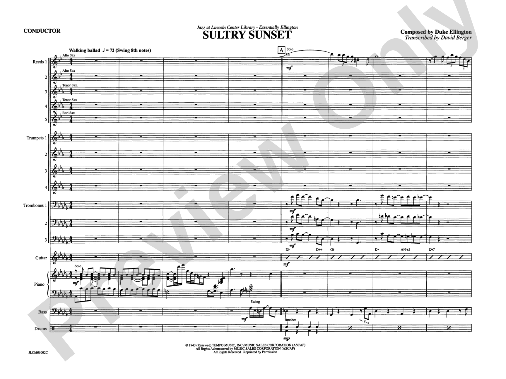 Sultry Sunset: Jazz Ensemble Conductor Score & Parts