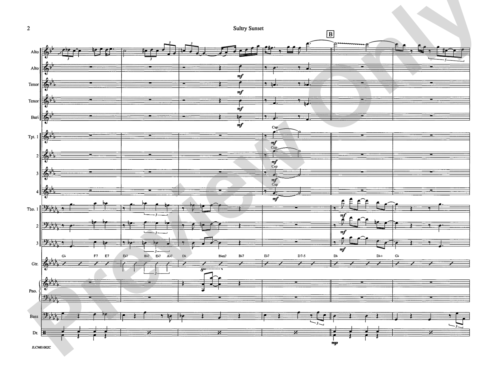 Sultry Sunset: Jazz Ensemble Conductor Score & Parts