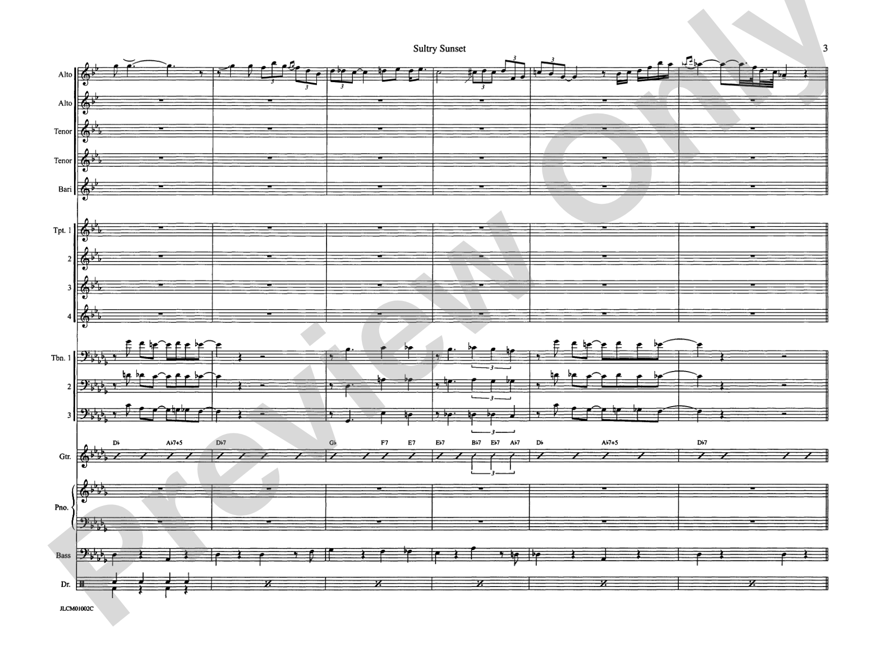 Sultry Sunset: Jazz Ensemble Conductor Score & Parts