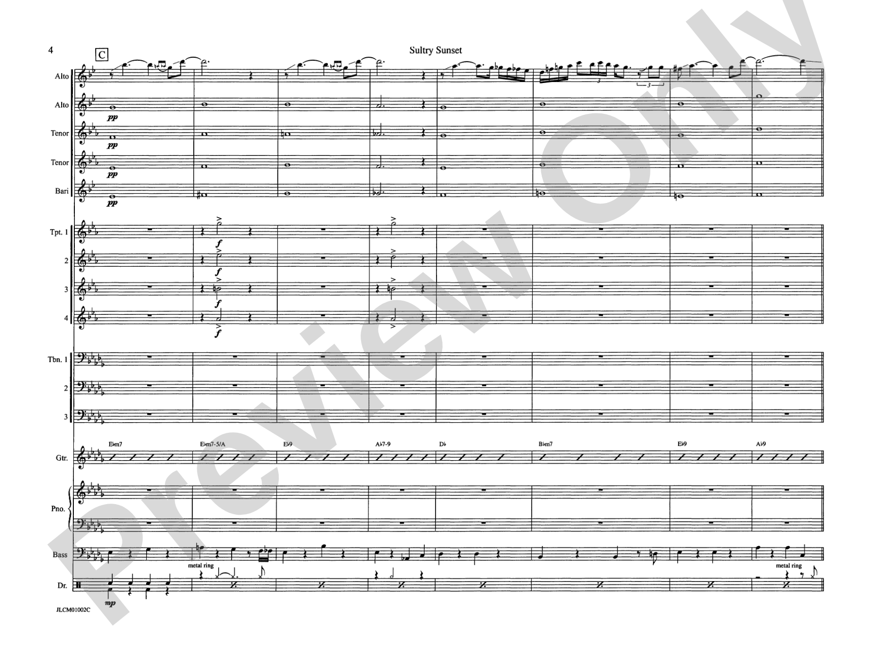 Sultry Sunset: Jazz Ensemble Conductor Score & Parts
