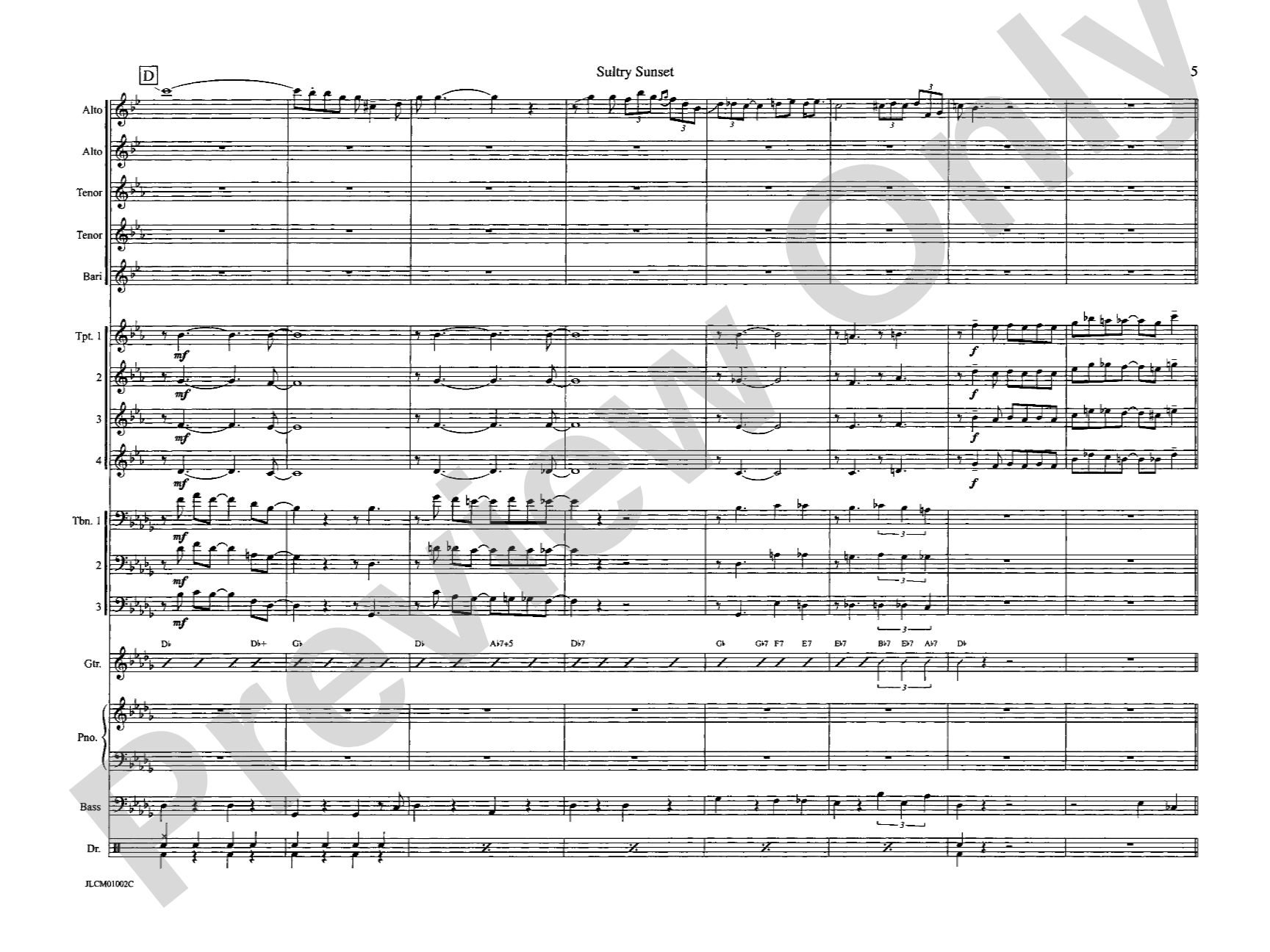 Sultry Sunset: Jazz Ensemble Conductor Score & Parts