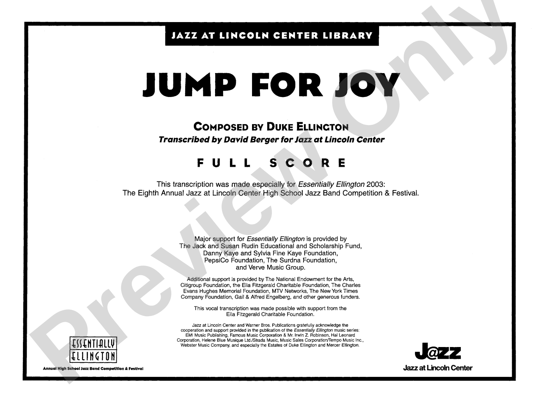 Jump for Joy: Jazz Ensemble Conductor Score & Parts