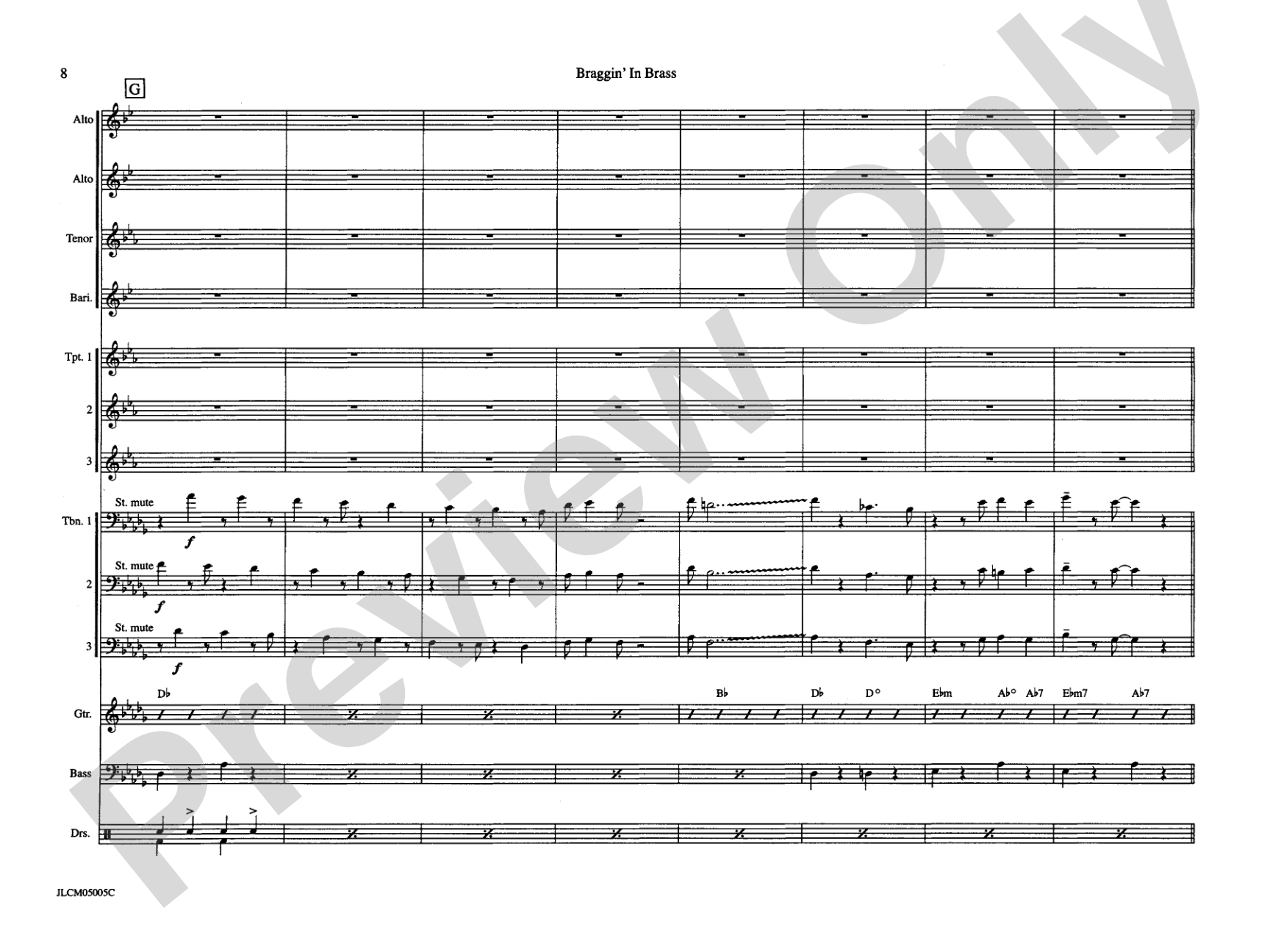 Braggin in Brass: Jazz Ensemble Conductor Score & Parts