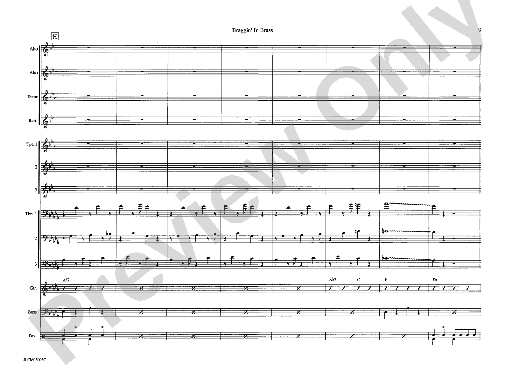 Braggin in Brass: Jazz Ensemble Conductor Score & Parts