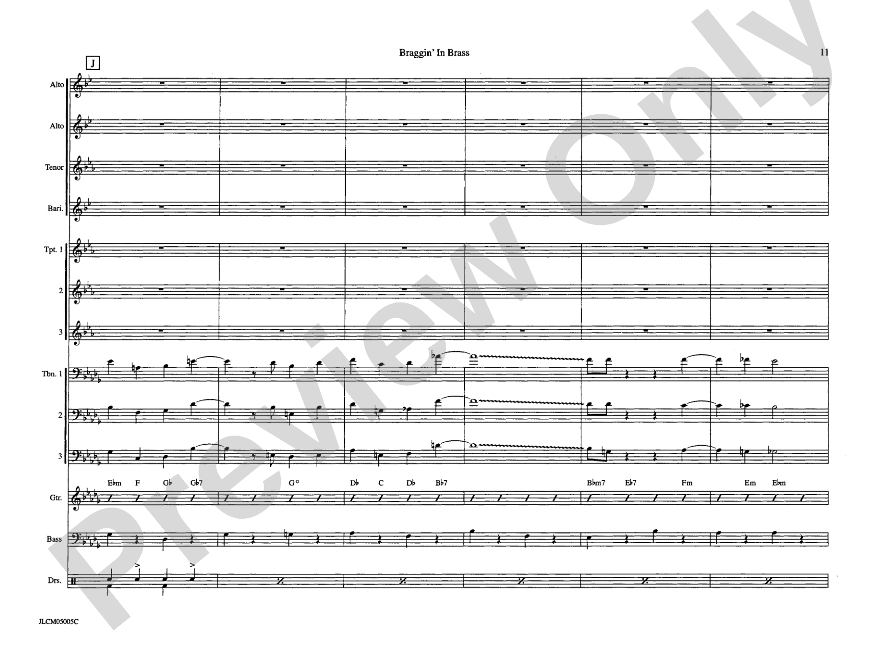 Braggin in Brass: Jazz Ensemble Conductor Score & Parts