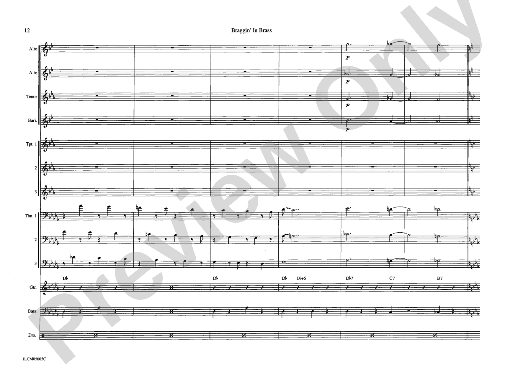 Braggin in Brass: Jazz Ensemble Conductor Score & Parts