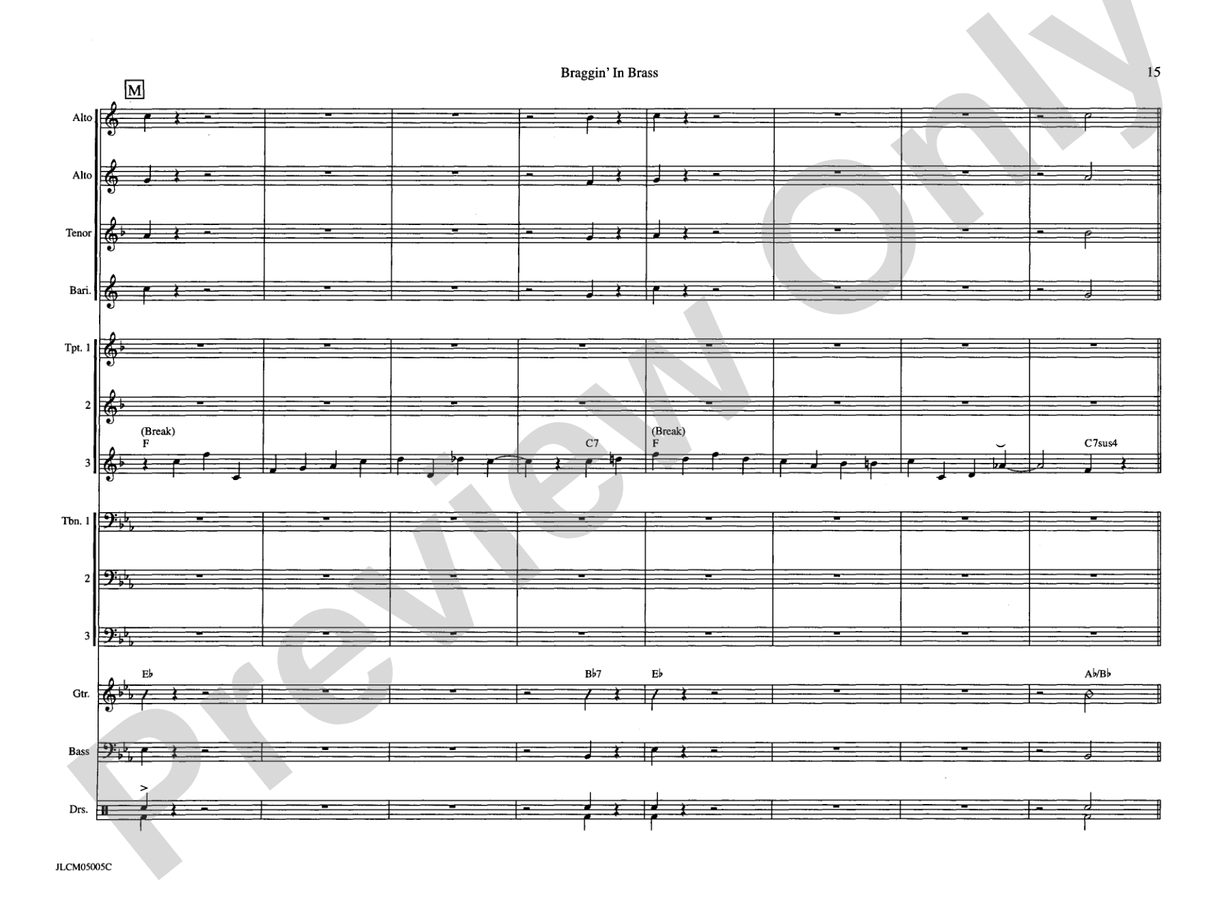 Braggin in Brass: Jazz Ensemble Conductor Score & Parts