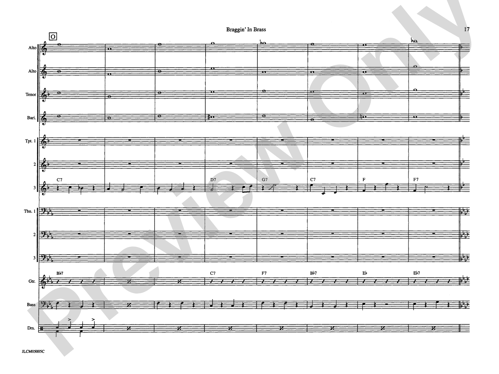 Braggin in Brass: Jazz Ensemble Conductor Score & Parts