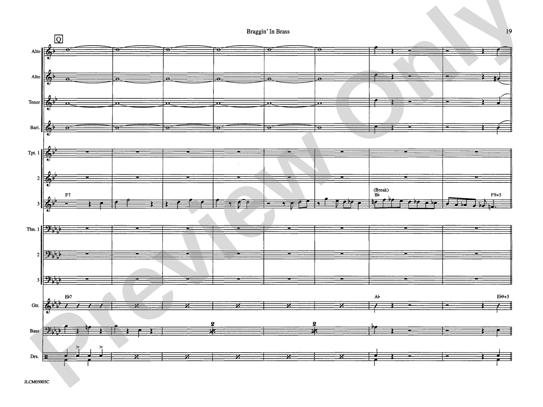 Braggin in Brass: Jazz Ensemble Conductor Score & Parts