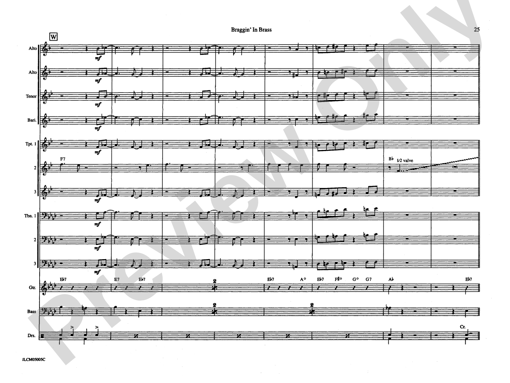 Braggin in Brass: Jazz Ensemble Conductor Score & Parts