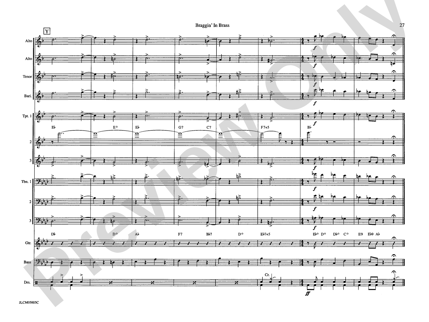 Braggin in Brass: Jazz Ensemble Conductor Score & Parts