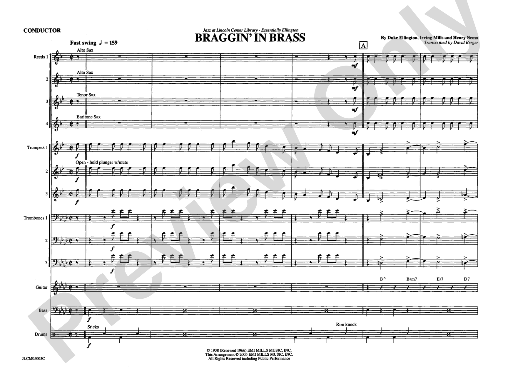 Braggin in Brass: Jazz Ensemble Conductor Score & Parts