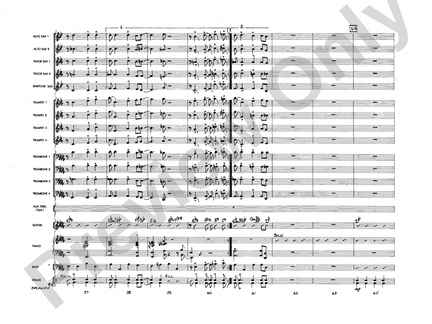 Splanky: Jazz Ensemble Conductor Score & Parts