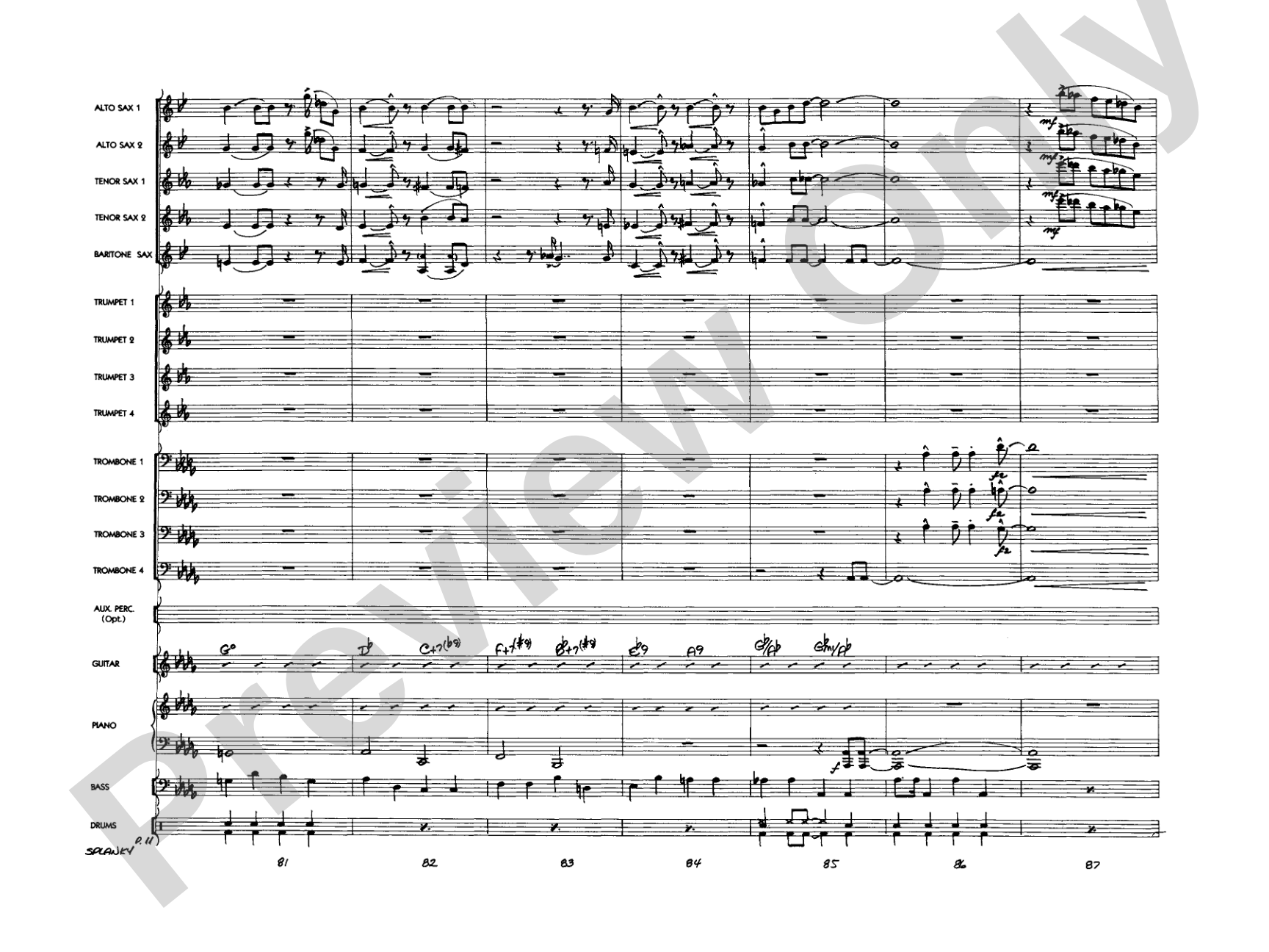 Splanky: Jazz Ensemble Conductor Score & Parts