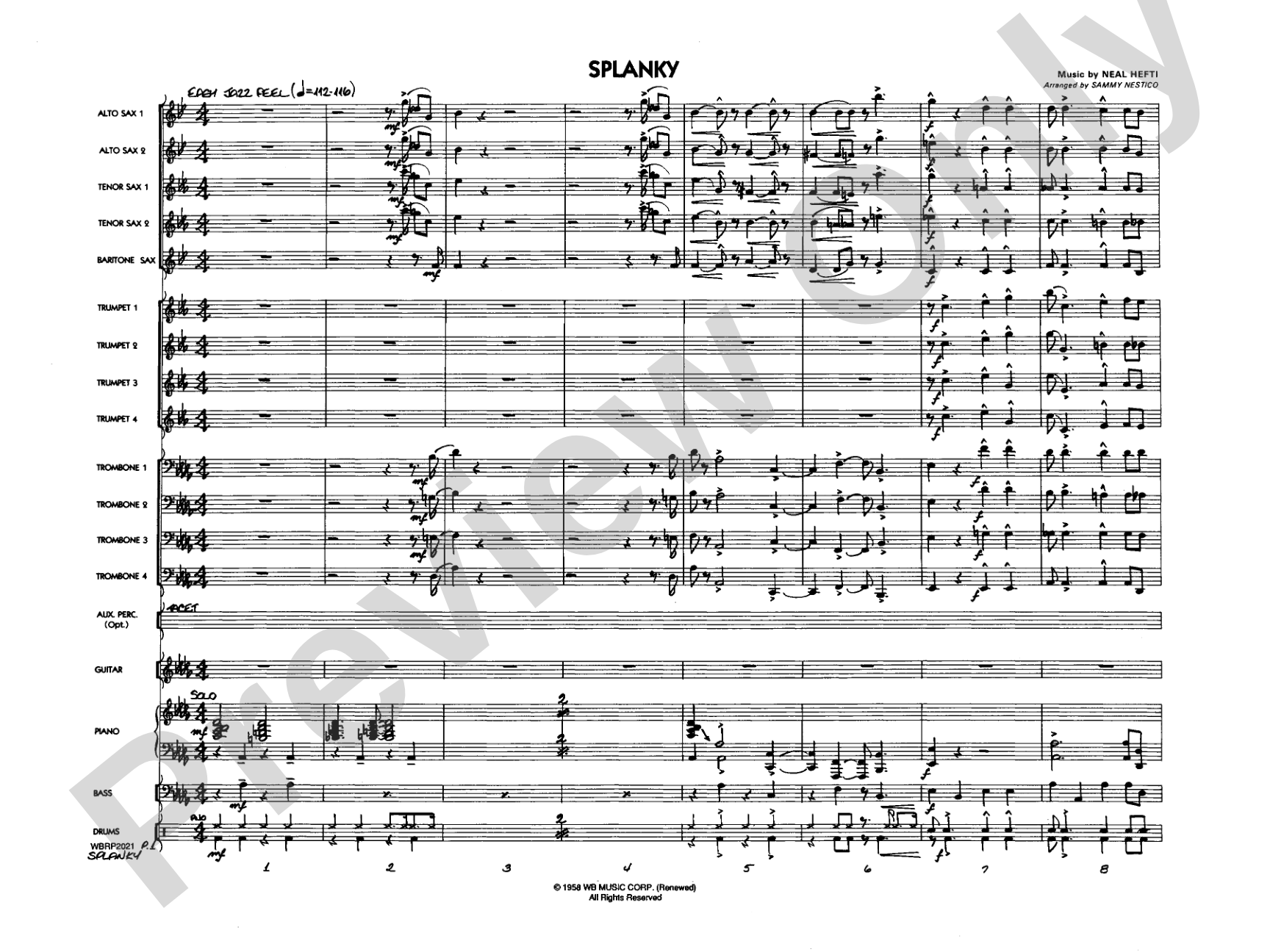 Splanky: Jazz Ensemble Conductor Score & Parts
